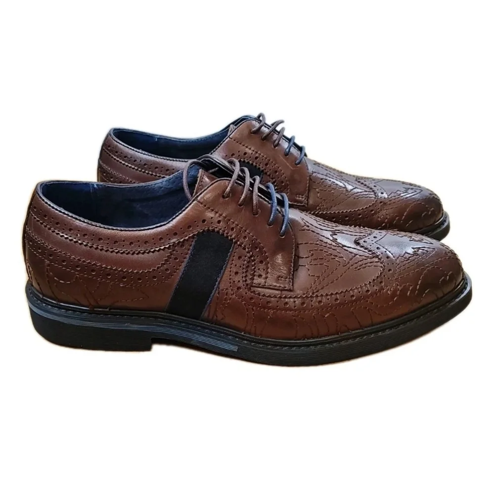 Robert Graham Oxford Wingtip Dress Shoes Men Sz 11 Brown Leather Lace Up RJ5310C